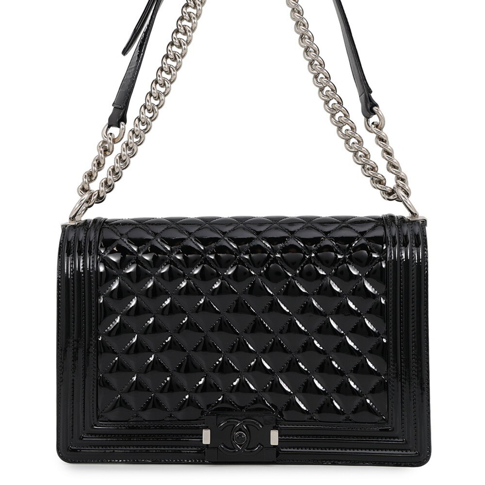 Chanel Chain Shoulder Bag Boy Large Matelassé Coco Mark Patent A92193 CHANEL ...